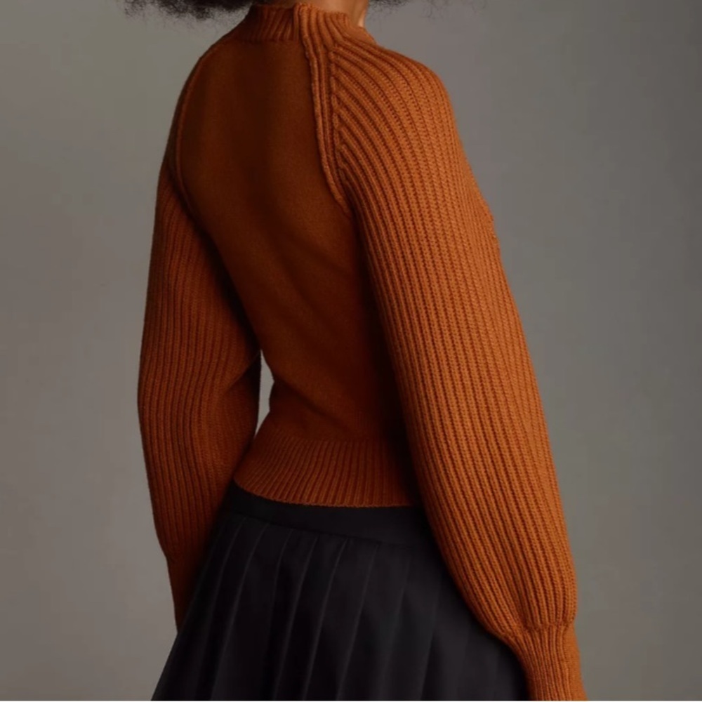 NEW Maeve Mock-Neck Raglan Honey Ribbed Sleeve Pullover Sweater Size XS - Picture 3 of 10